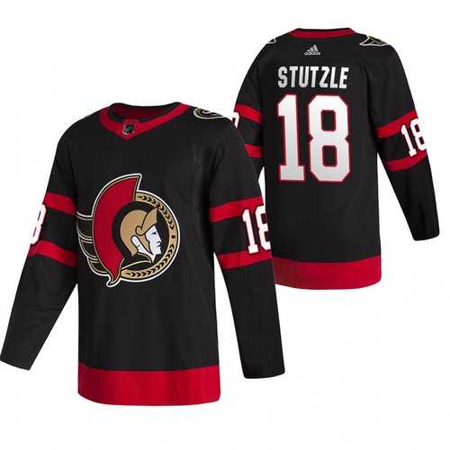 Men%27s Ottawa Senators #18 Tim Stutzle 2021 Black Stitched NHL Home Jersey Dzhi